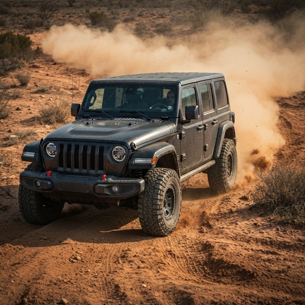 Jeep Wrangler on muddy trail